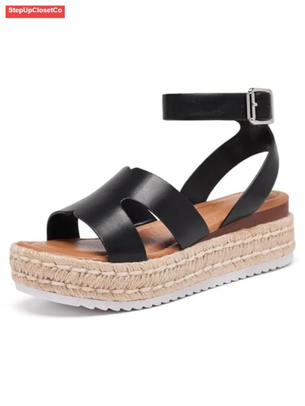 Platform Espadrilles Sandals Adjustable Ankle Strap Buckle Wedge Open Toe Summer